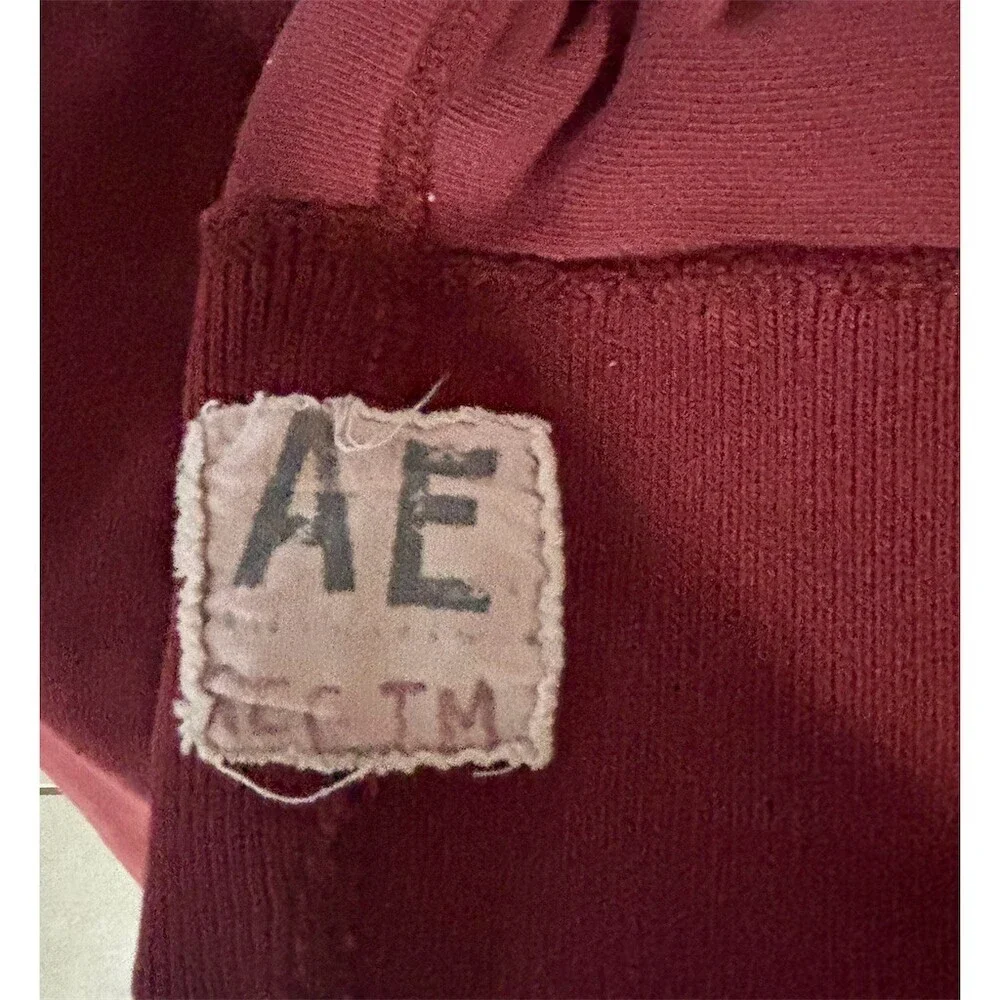 Y2K 90s Vintage American Eagle Mens Hoodie Small Burgundy Half Zip Pullover!